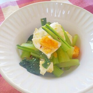 小松菜とゆで卵のクミンオイル和え